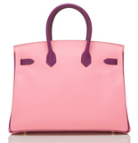 Hermes SO Bi-color Rose Confetti and Anemone Epsom Birkin 35cm Gold Hardware