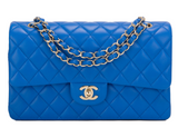 Chanel Blue Quilted Lambskin Medium Double Flap Bag