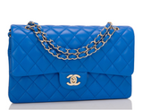 Chanel Blue Quilted Lambskin Medium Double Flap Bag