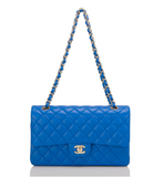 Chanel Blue Quilted Lambskin Medium Double Flap Bag