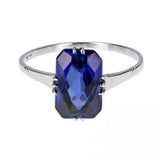 1920s Dress Ring with Blue Faceted Stone