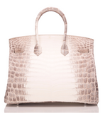 Hermes White Matte Niloticus Himalayan Crocodile Birkin 35cm