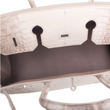 Hermes White Matte Niloticus Himalayan Crocodile Birkin 35cm