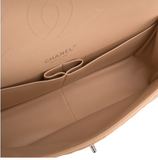 Chanel Beige Patent Chevron Jumbo Classic Double Flap Bag