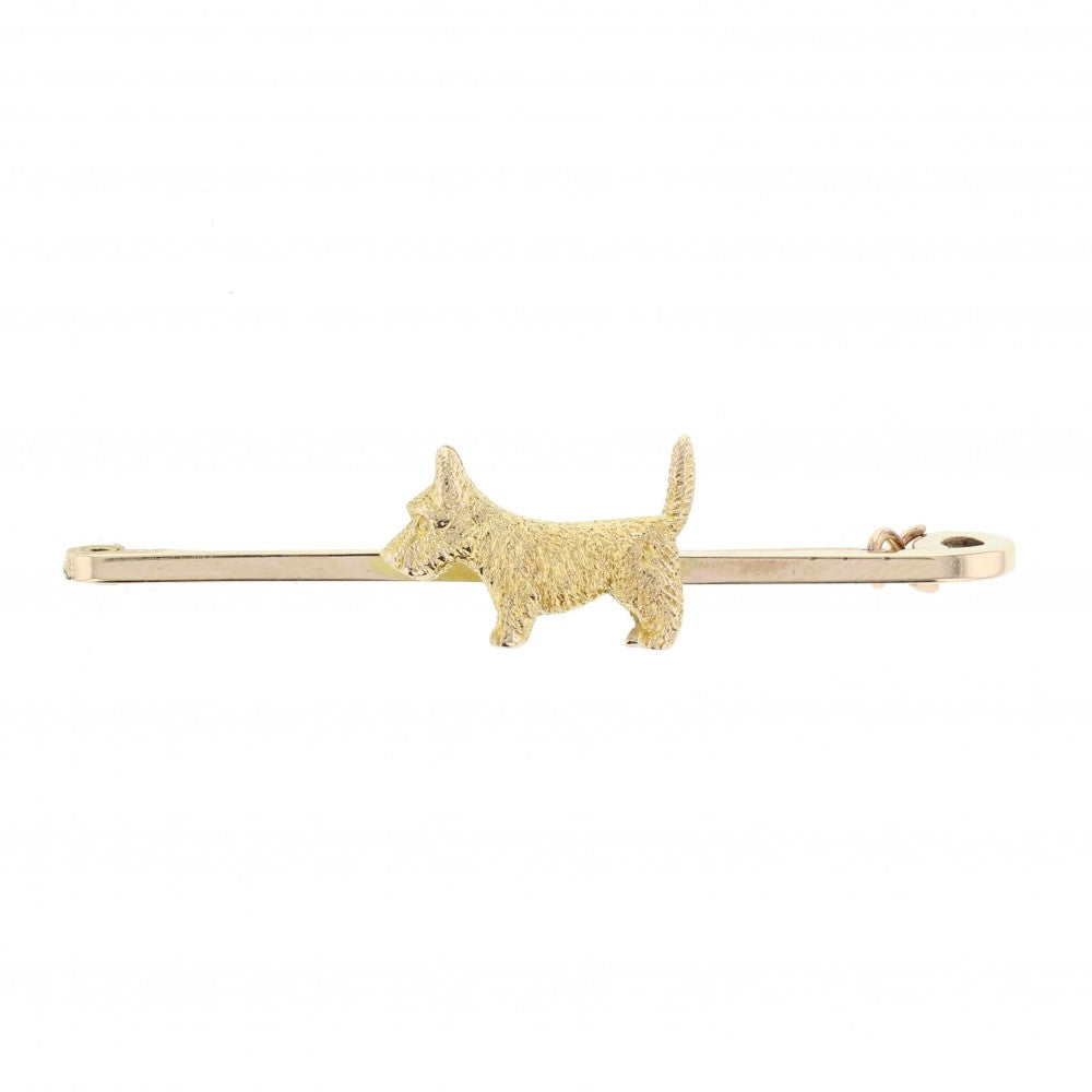 9ct Gold Scotty Dog Pin Brooch