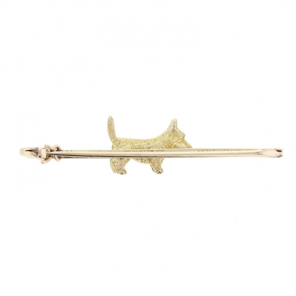 9ct Gold Scotty Dog Pin Brooch