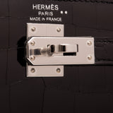 Hermes Black Shiny Niloticus Crocodile Kelly Sellier 25cm