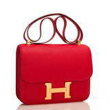 Hermes Rouge Casaque Epsom Constance 24cm Gold Hardware