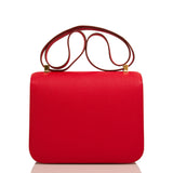 Hermes Rouge Casaque Epsom Constance 24cm Gold Hardware