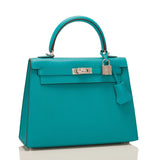 Hermes Blue Paon Epsom Sellier Kelly 25cm Palladium Hardware