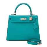 Hermes Blue Paon Epsom Sellier Kelly 25cm Palladium Hardware