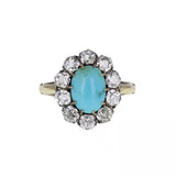 Victorian Turquoise and Diamond Cluster Ring