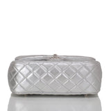 Chanel Silver Metallic Lambskin Large Backpack