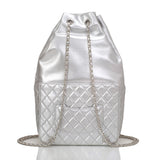 Chanel Silver Metallic Lambskin Large Backpack