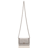 Chanel Silver Quilted Aged Calfskin Chain Around Boy Wallet On Chain (WOC)