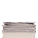 Chanel Silver Quilted Aged Calfskin Chain Around Boy Wallet On Chain (WOC)