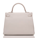 Hermes Gris Perle Clemence Kelly 35cm Palladium Hardware