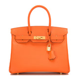 Hermes Orange H Epsom Birkin 30cm Gold Hardware
