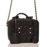 Chanel Black Caviar Mini Filigree Vanity Case