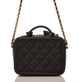 Chanel Black Caviar Mini Filigree Vanity Case