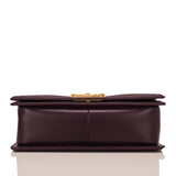 Chanel Dark Purple Quilted Lambskin Medium Boy Bag