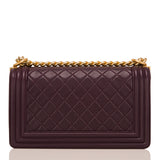 Chanel Dark Purple Quilted Lambskin Medium Boy Bag