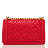Chanel Red Quilted Lambskin Medium Boy Bag