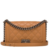 Chanel Camel Quilted Calfskin Medium Boy Bag