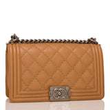 Chanel Camel Quilted Calfskin Medium Boy Bag