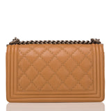 Chanel Camel Quilted Calfskin Medium Boy Bag