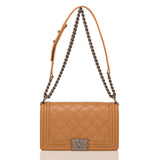 Chanel Camel Quilted Calfskin Medium Boy Bag