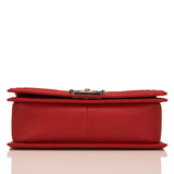 Chanel Red Quilted Caviar Medium Boy Bag