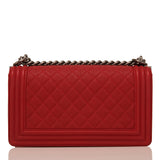 Chanel Red Quilted Caviar Medium Boy Bag