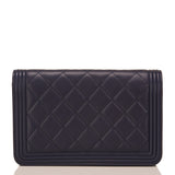 Chanel Navy Quilted Lambskin Boy Wallet On Chain (WOC)