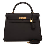Hermes Black Togo Kelly 32cm Gold Hardware