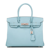 Hermes Blue Atoll Epsom Birkin 30cm Palladium Hardware