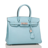 Hermes Blue Atoll Epsom Birkin 30cm Palladium Hardware