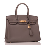 Hermes Etain Clemence Birkin 30cm Gold Hardware