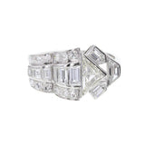Art Deco Fancy Diamond Cluster Ring in Platinum