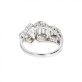 Art Deco Fancy Diamond Cluster Ring in Platinum