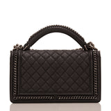 Chanel Paris In Rome Black Quilted Calfskin Medium Boy Bag With Handle