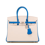 Hermes HSS Blue Hydra And Craie Swift Birkin 25cm Brushed Palladium Hardware