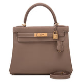 Hermes Etoupe Togo Retourne Kelly 28cm Gold Hardware