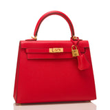 Hermes Rouge Casaque Epsom Sellier Kelly 25cm Gold Hardware