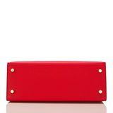 Hermes Rouge Casaque Epsom Sellier Kelly 25cm Gold Hardware