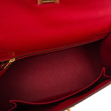 Hermes Rouge Casaque Epsom Sellier Kelly 25cm Gold Hardware