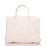 Hermes White Clemence Birkin 30cm Gold Hardware