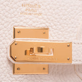 Hermes White Clemence Birkin 30cm Gold Hardware