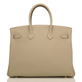 Hermes Sage Clemence Birkin 35cm Gold Hardware