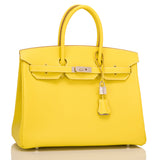 Hermes Lime Epsom Bi-Color Candy Birkin 35cm Palladium Hardware